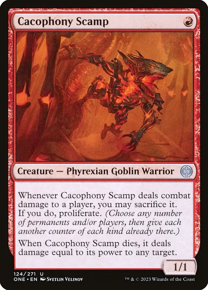 Cacophony Scamp (Phyrexia: All Will Be One)