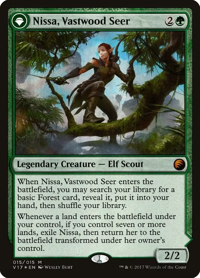 Nissa  Vastwood Seer    Nissa  Sage Animist (From the Vault: Transform)